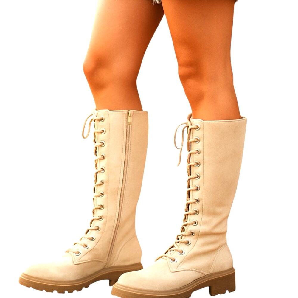 Wonder Nation 6 Brown Women's Knee Length Lace Up Riding Boots Shoes